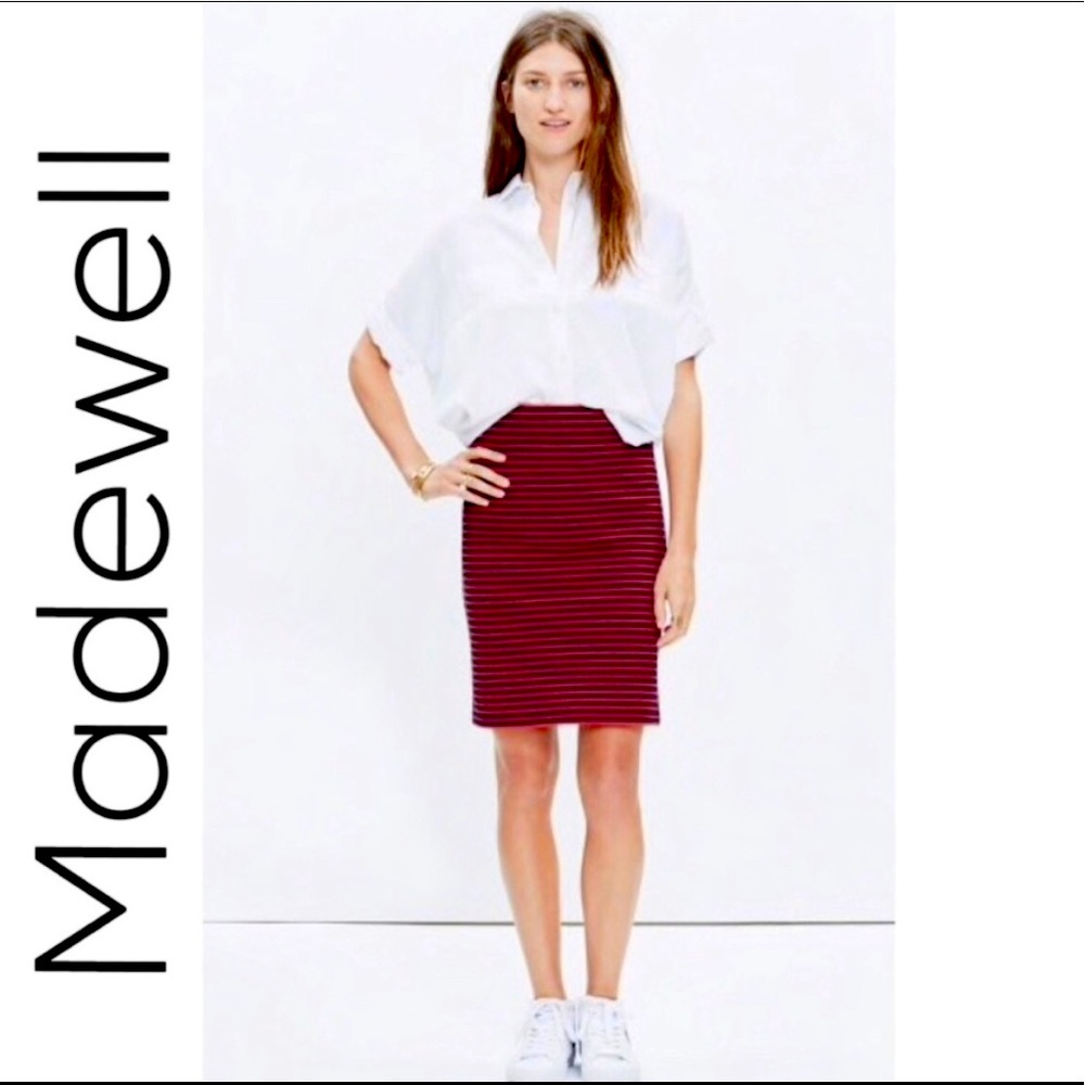 Madewell Striped Stretch Downtown Skirt NWT
